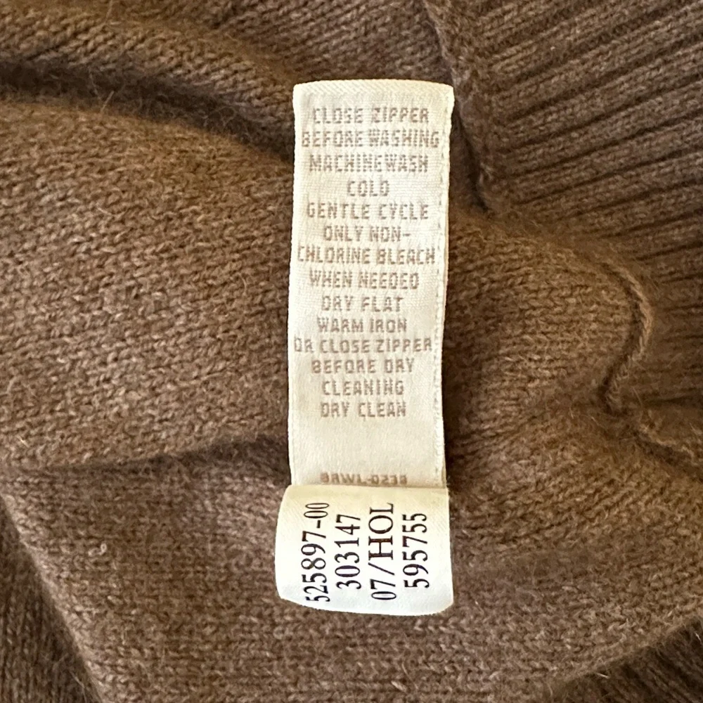 Banana Republic Luxury Blend Brown Angora Cashmere Zip-Up Sweater Men's Size L